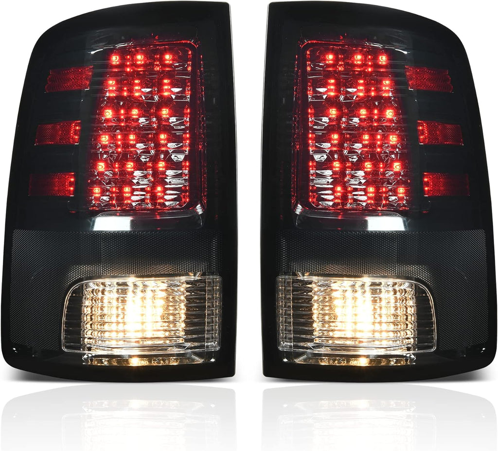YITAMOTOR® Tail Lights Compatible with 2009-2018 Dodge Ram 1500, 2010-2018 Dodge Ram 2500 3500, 19-22 Ram 1500 Classic Black Smoked Lens Replacement LED Brake Tail Lamps Taillights Assembly