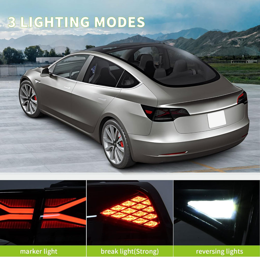 YITAMOTOR® Tail lights Assembly LED Rear Brake Lamps For 2017-2022 Tesla Model 3/2020-2022 Tesla Model Y, 17-22 Tesla Model 3, 20-22 Tesla Model Y, Driver Side & Passenger Side