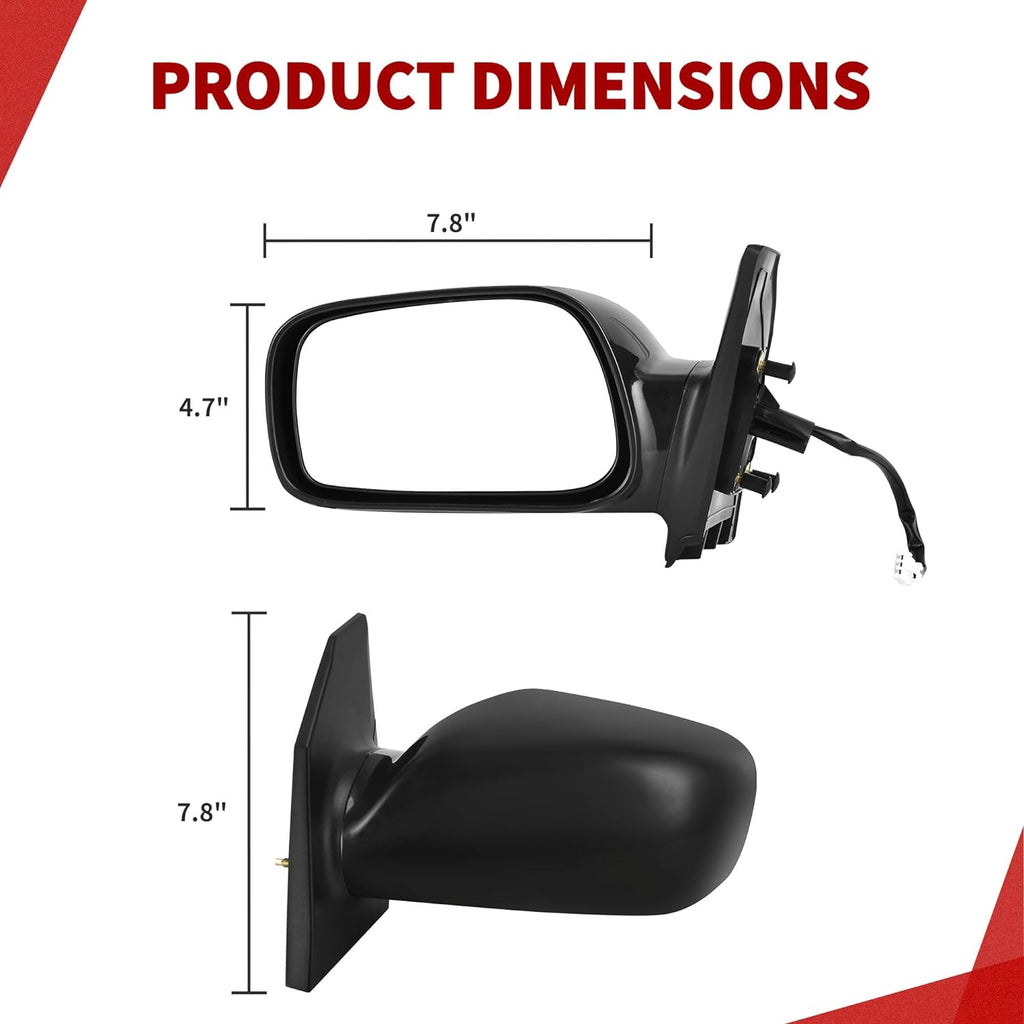 YITAMOTOR® Left Driver Side Mirror Door Mirror Compatible With 2003-2008 Corolla CE Power Adjusting Non-Heated Non-Folding Rear View Mirror