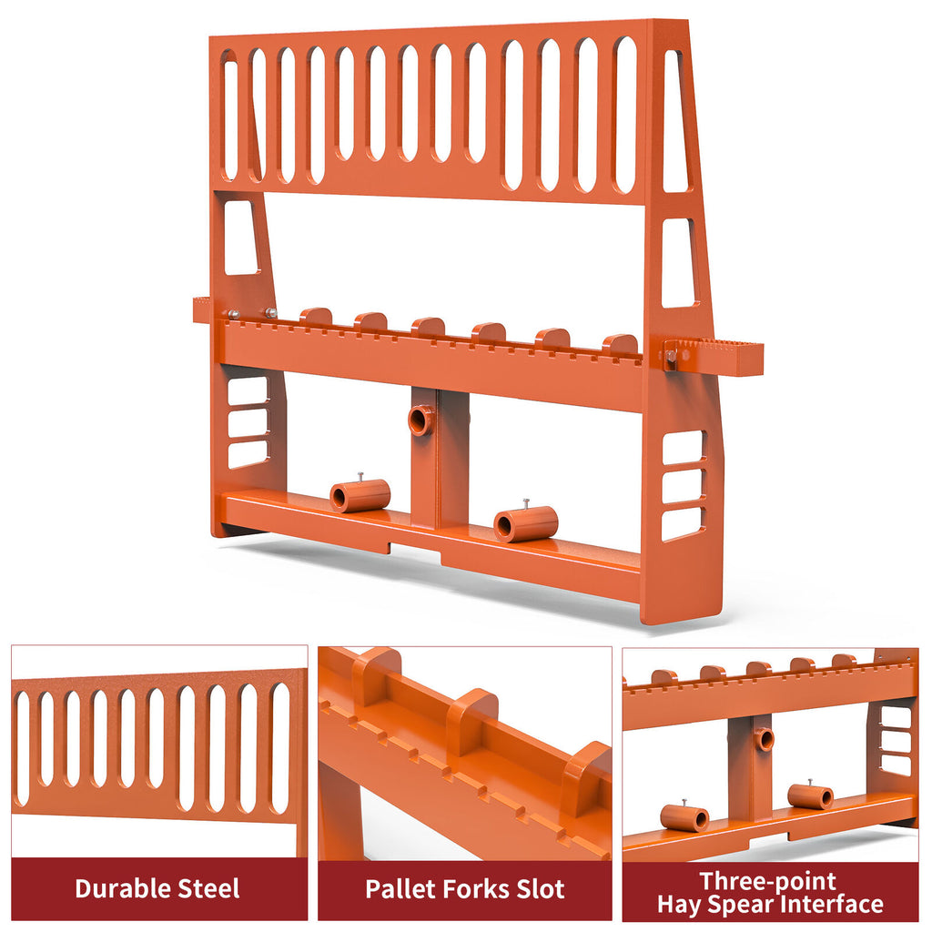 Accesorio de marco de horquilla para paletas naranja resistente de 45" para tractor de dirección deslizante 4500LB