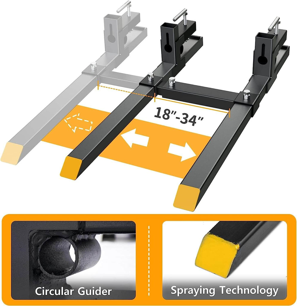 YITAMOTOR® 4000lbs Clamp on 60" Pallet Forks with Adjustable Stabilizer Bar