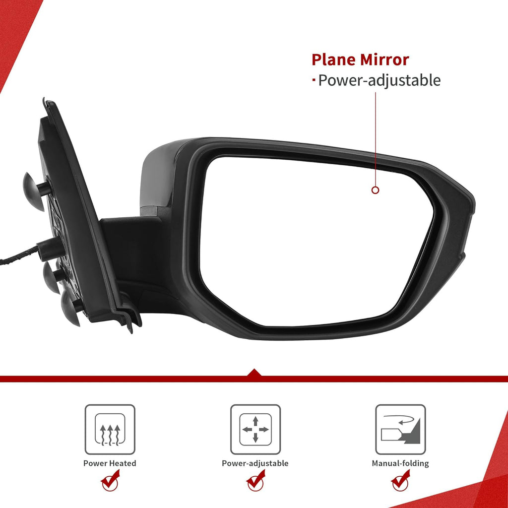 YITAMOTOR® Espejo retrovisor derecho del lado del pasajero compatible con espejo retrovisor plegable manual Civic Power Glass 2016-2021