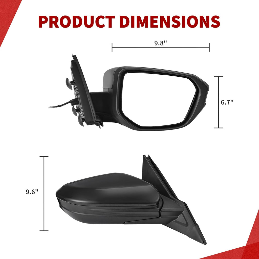 YITAMOTOR® Right Passenger Side Mirror Door Mirror Compatible With 2016-2021 Civic Power Glass Manual Folding Rear View Mirror