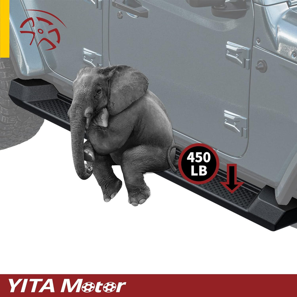 YITAMOTOR® estribos compatibles con Jeep Wrangler JK 2007-2018 de 4 puertas, barras Nerf, escalones laterales negros (no para el modelo JL)