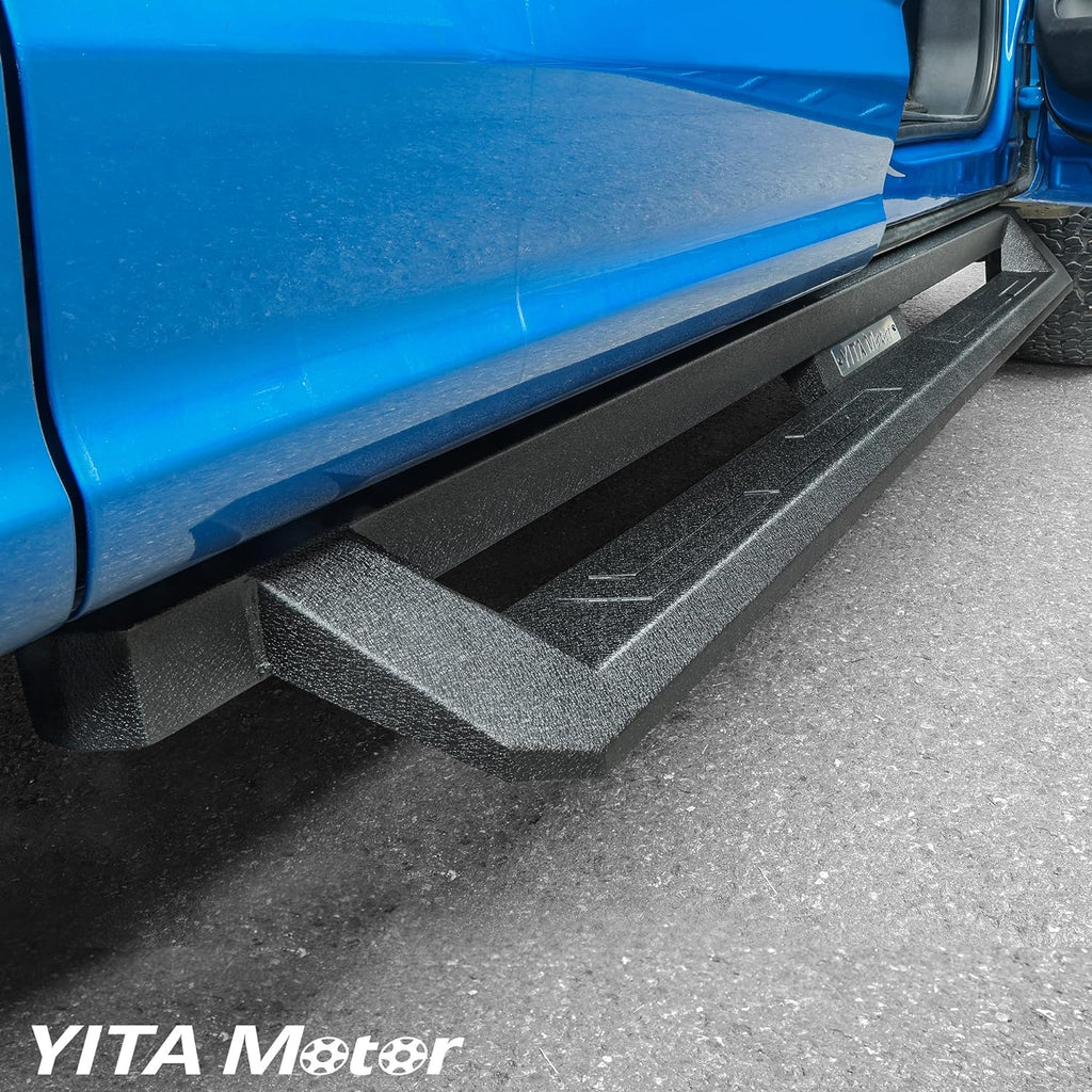 YITAMOTOR® estribos compatibles con Toyota Tundra doble cabina 2007-2021, escalones laterales abatibles todoterreno, barras Nerf con recubrimiento en polvo negro