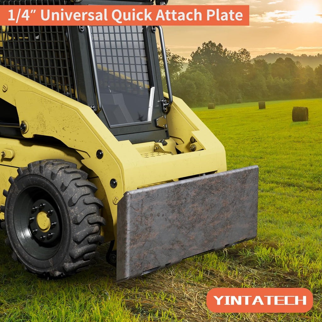 1/4" Skid Steer Attachment Plate Universal Quick Attach Plate Compatible with Kubota and Bobcat Skid Steers and Tractors