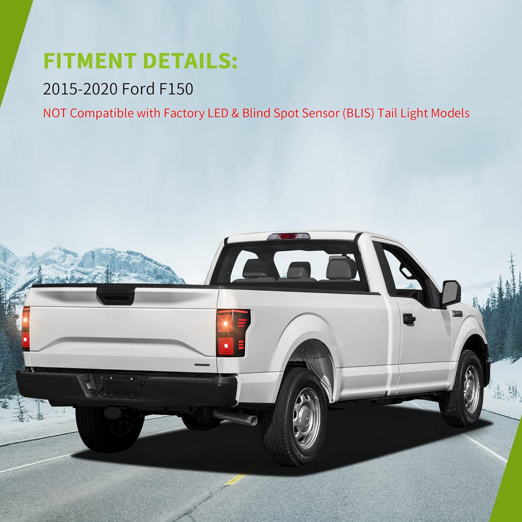 YITAMOTOR® Conjunto de luces traseras Lámparas de freno traseras de repuesto para Ford F150 2015-2020, NO compatible con LED de fábrica, lado del pasajero y del conductor