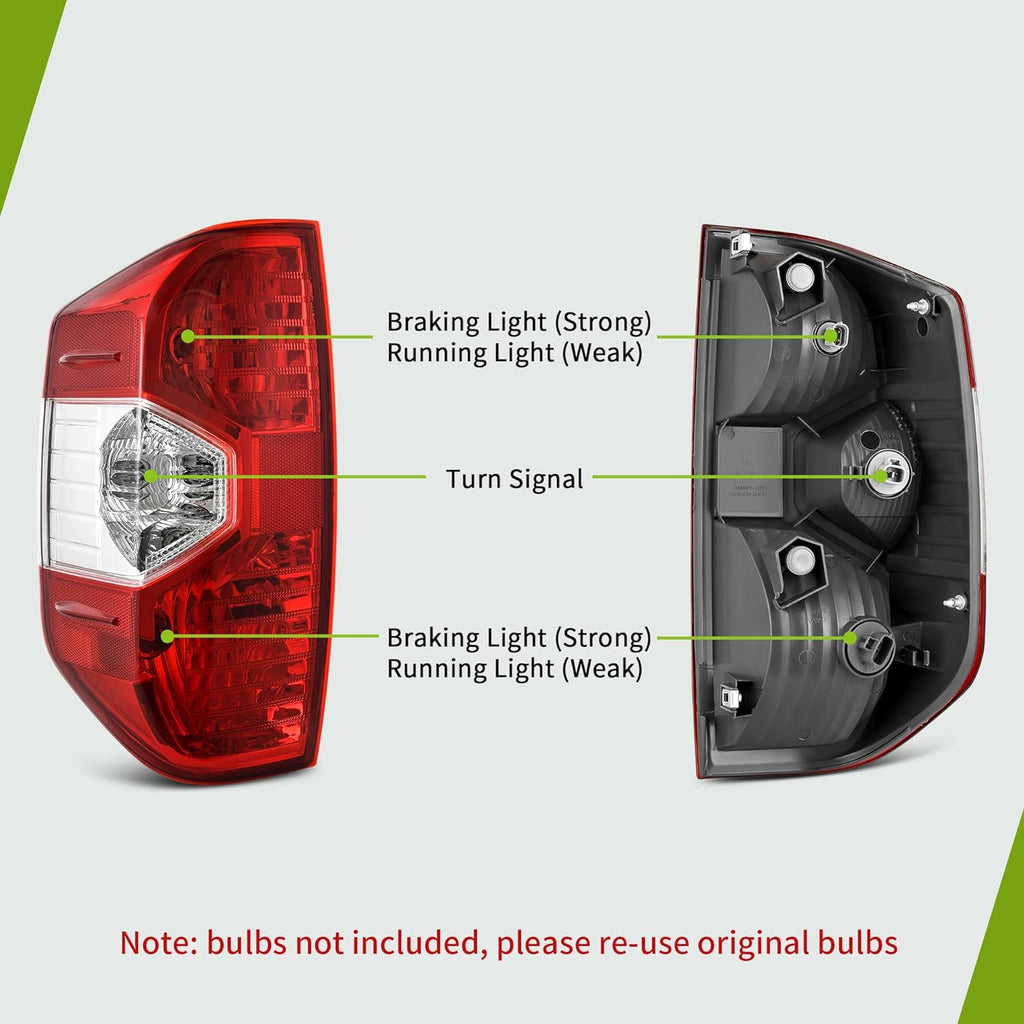 YITAMOTOR® Tail Lights Assembly Compatible with 2014-2021 Toyota Tundra, Red Clear OE Replacement Taillights - Driver Side