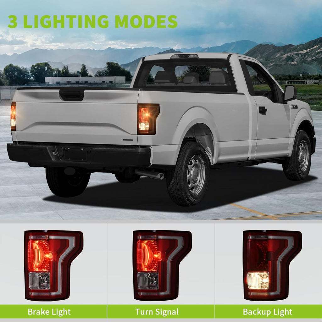 Conjunto de luces traseras YITAMOTOR® para Ford F-150 2015-2017 Luces traseras Luces traseras Luz trasera Rojo transparente Conjunto de repuesto OE - Lado del pasajero