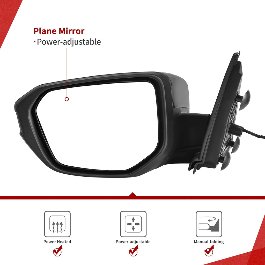 YITAMOTOR® Espejo retrovisor izquierdo del lado del conductor compatible con espejo retrovisor plegable manual Civic Power Glass 2016-2021