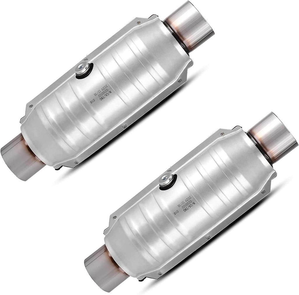 YITAMOTOR® ATCC0018 2.5'' Inlet / Outlet Universal Catalytic Converter w/ O2 Port and Heat Shield (EPA Compliant)