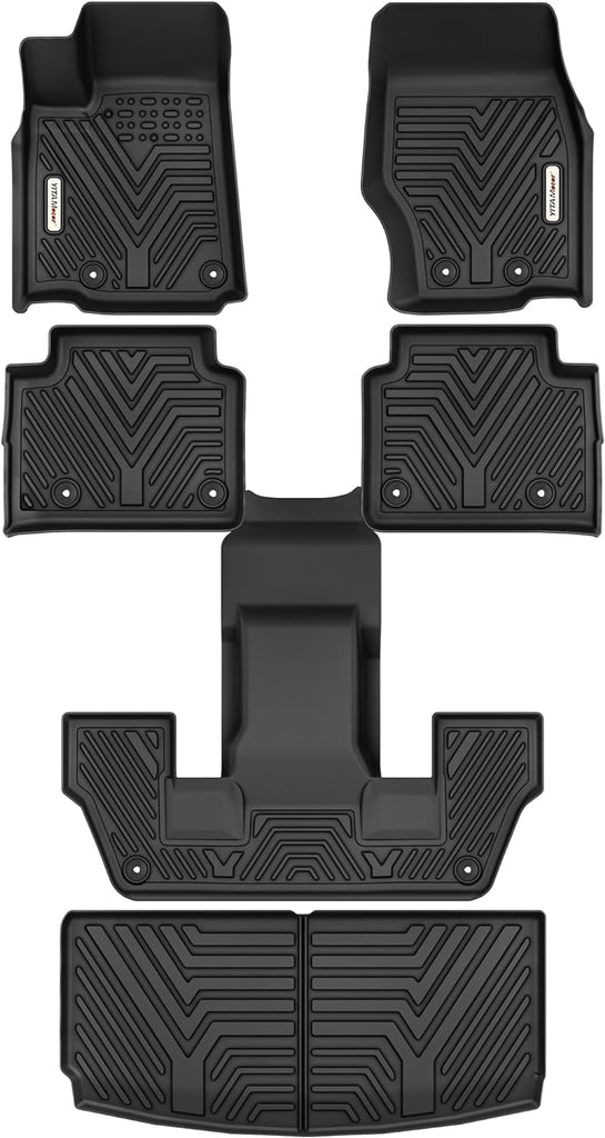 YITAMOTOR® Floor Mats & Cargo Liner Fit for Jeep Grand Cherokee L 2021-2024 6 Seat, TPE All Weather Custom Fit Floor Liner for 1-3 Rows and Trunk Full Set Mats Automotive, Black(Without Center Console)