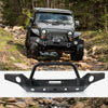 Parachoques delantero de ancho completo YITAMOTOR® para Jeep Wrangler JK 07-18 con orificios para luces antiniebla y anillos en D