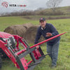 YITAMOTOR® 49" Hay Spear Attachment, 2000lbs Capacity Quick Attach for Bobcat Tractors & Skid Steer Loader with 1pc 49" Red Hay Spear & 2pcs 17" Black Stabilizer Spears Spike Fork Tine