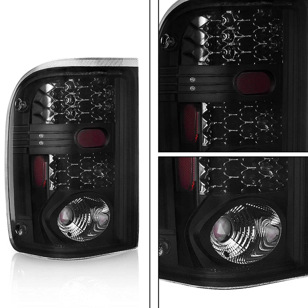 YITAMOTOR® Headlight Assembly Taillights Combo Compatible with Ford Ranger 2001-2005 Smoke Housing Replacement Headlights + Smoke Lens Tail Lights