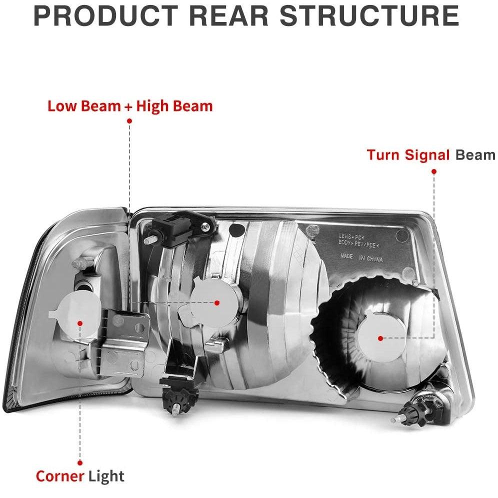 YITAMOTOR® 2001-2005 Ford Ranger Smoke Housing Headlights + Smoke Lens Taillights Combo - YITAMotor
