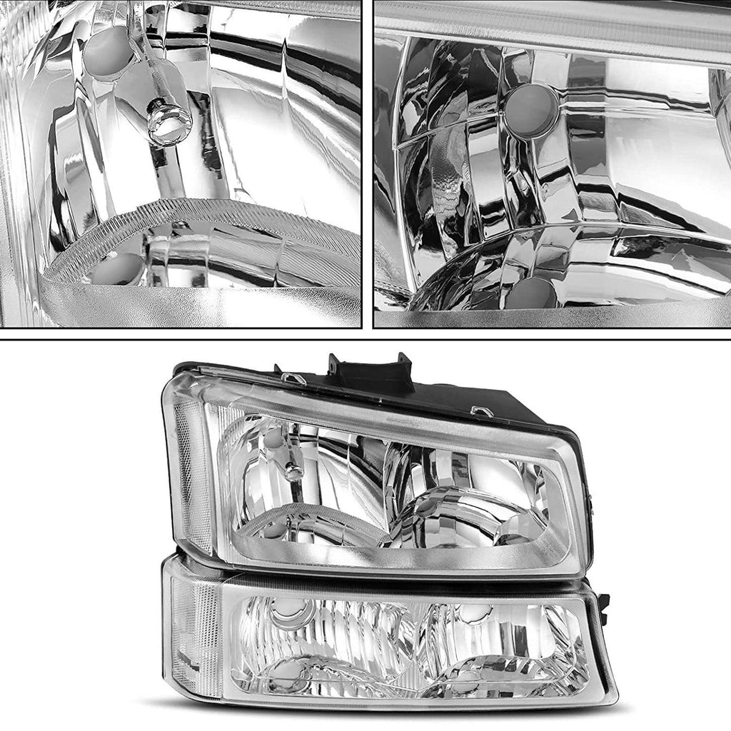 YITAMOTOR® 03-06 Chevy Silverado 07 Silverado Classic Chrome Housing Headlights + Taillights Combo - YITAMotor
