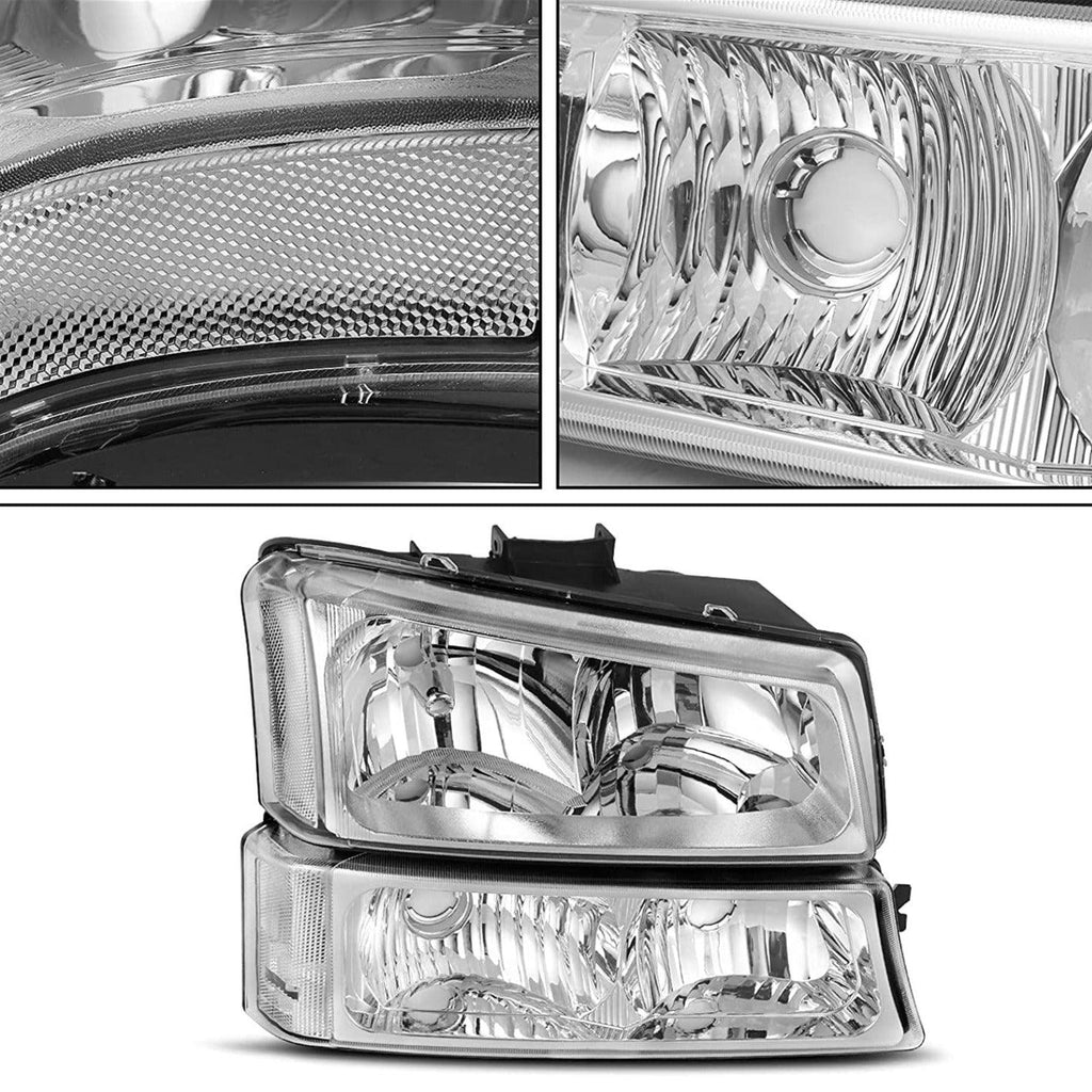 YITAMOTOR® 03-06 Chevy Silverado 07 Silverado Classic Chrome Housing Headlights + Taillights Combo - YITAMotor