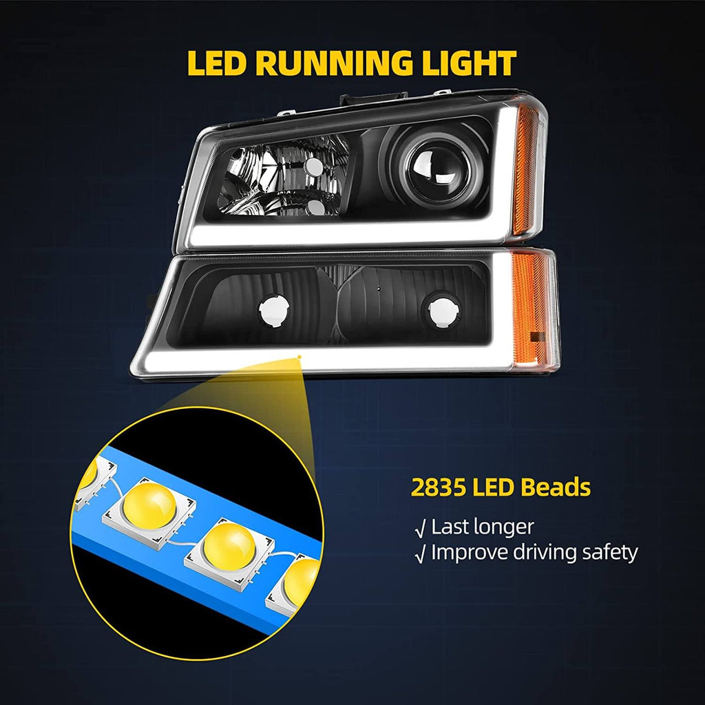 LED DRL Projector 2003-2006 Chevy Silverado headlights