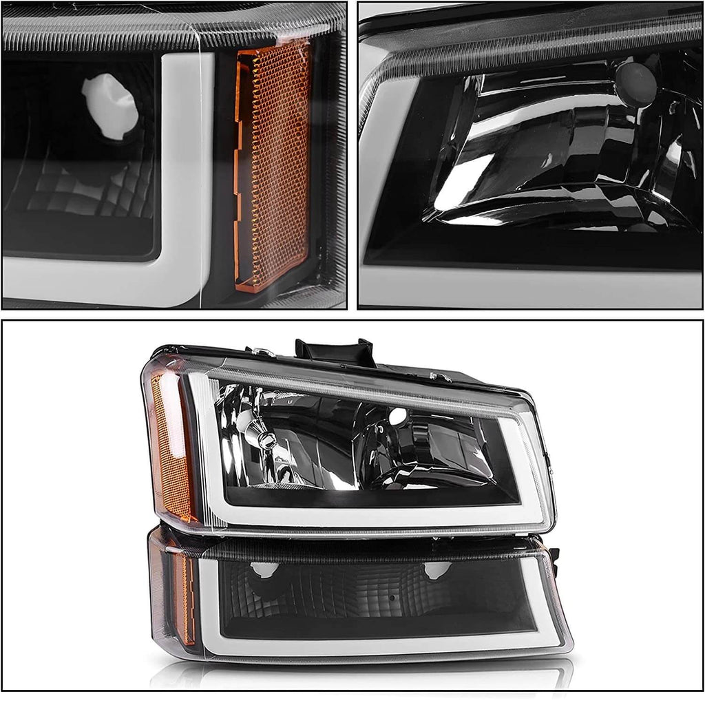 2003-2006 Chevrolet Silverado LED DRL Headlights + Smoke Lens Taillights