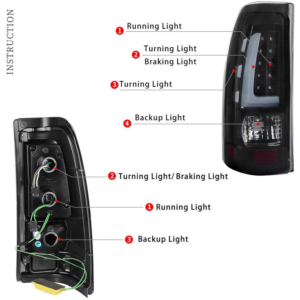 YITAMOTOR® LED 2003-2006 Chevy Silverado Faros delanteros Luces traseras Carcasa negra Faros delanteros + Luces traseras LED