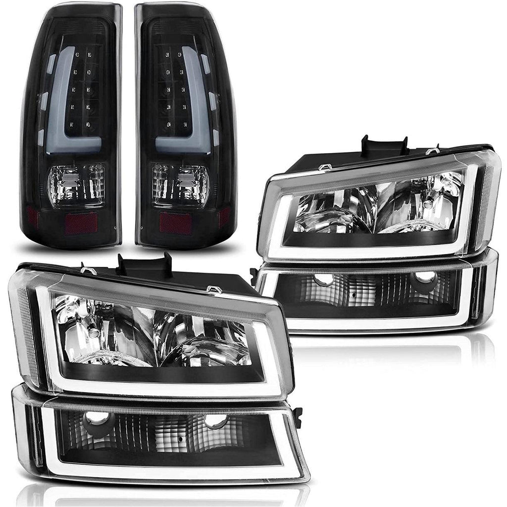 YITAMOTOR® LED 2007 Silverado Classic 2003-2006 Chevy Silverado Replacement Clear Lens Headlamps + Taillights