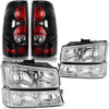 YITAMOTOR® 2003-2006 Chevy Silverado Chroming Headlight + Black Tail Lights Set - YITAMotor