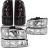 YITAMOTOR® 2003-2006 Chevy Silverado 1500 2500 3500 Chrome Headlights + SMOKE Tail Light Set - YITAMotor