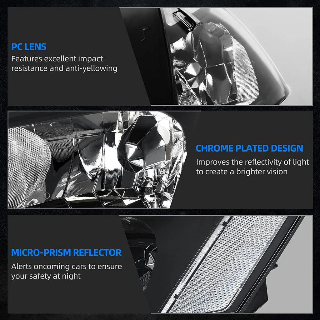 YITAMOTOR® Switchback 03-07 Honda Accord DRL LED Tube Headlights Assembly Clear Reflector