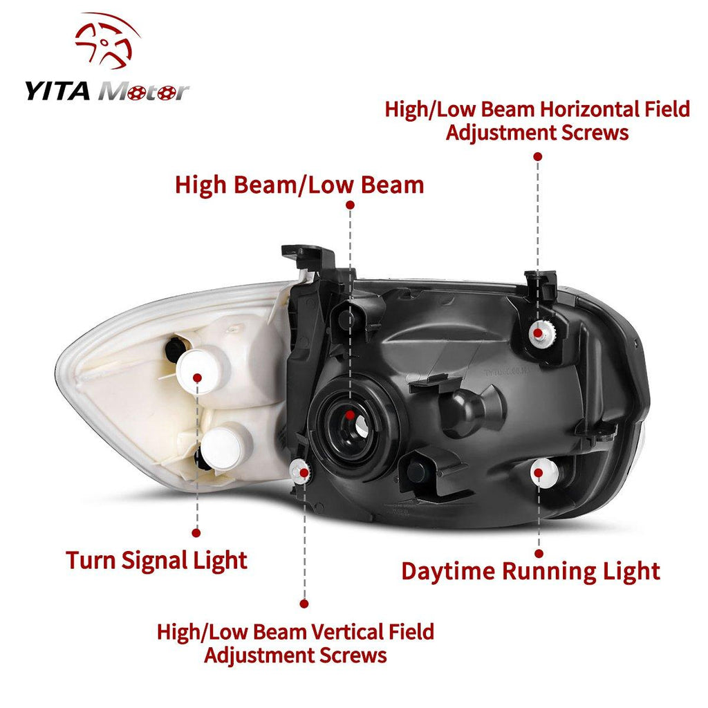 YITAMOTOR® 2005-2006 Toyota Tundra/2005-2007 Sequoia Headlight Chrome Housing Clear Lens - YITAMotor