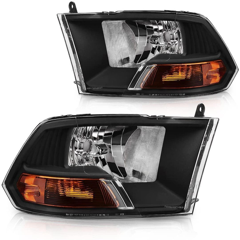 YITAMOTOR® 2009-2012 Dodge Ram Pickup Dual Cab Headlight Assembly Black Housing Headlamp