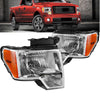 YITAMOTOR® 2009-2014 Ford F150 Pickup OE Headlamp Chrome Housing Clear Lens Headlight Assembly - YITAMotor