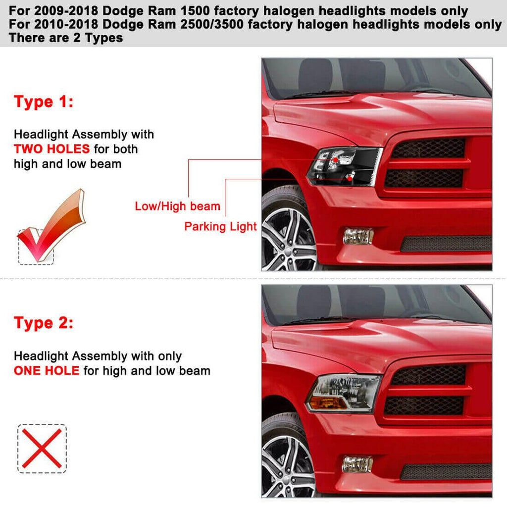 2009-2018 Dodge Ram 1500 headlights