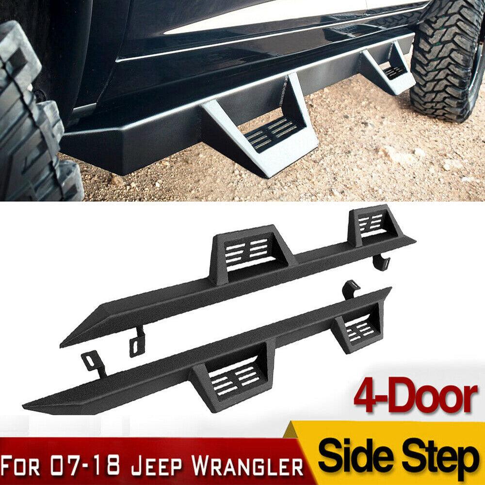 Running Boards for 2007-2018 Jeep Wrangler JK 4 Doors, Black Powder Coating Side Steps Nerf Bars - YITAMotor