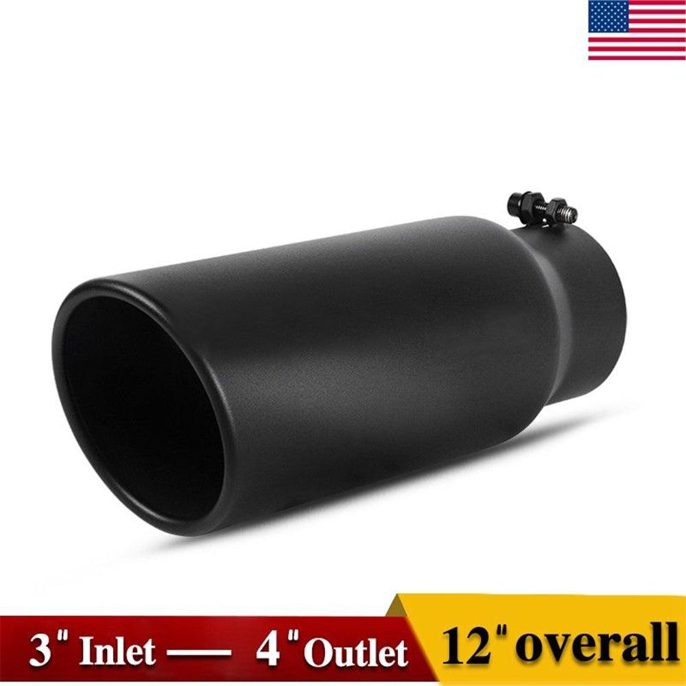 YITAMOTOR® 3" Black Inside Diesel Exhaust Tips Tailpipe Tip for Truck, 3'' x 4'' x 12'' Bolt/Clamp On Design