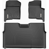 YITAMOTOR® 2010-2014 Ford F-150 SuperCrew/Crew Cab Floor Mats, Custom Fit 1st & 2nd Row, Black TPE All-Weather Guard - YITAMotor