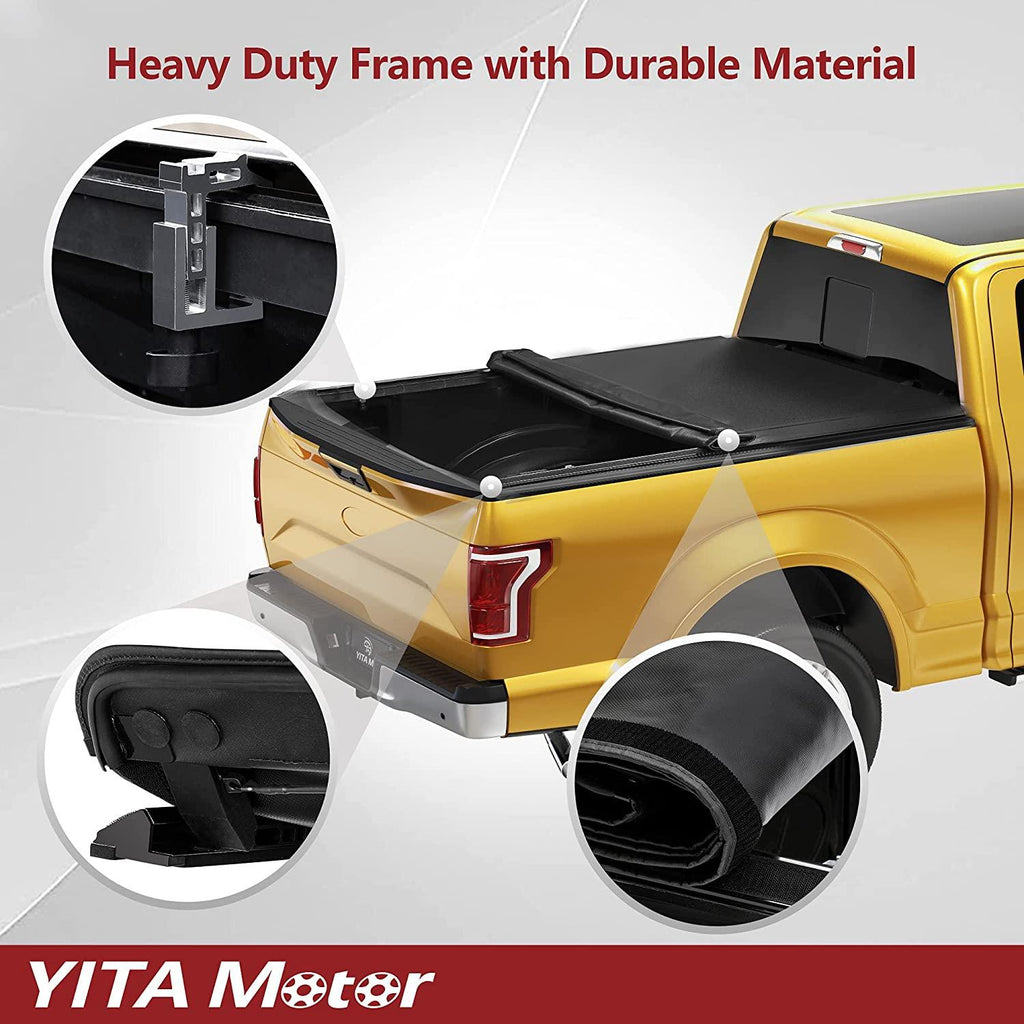 YITAMOTOR® 02-18 Dodge Ram 1500(19-22 classic), Fleetside 8 ft Bed without Rambox Soft Roll Up Truck Bed Tonneau Cover - YITAMotor
