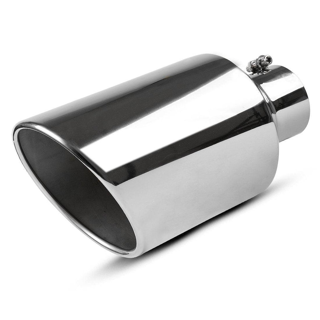 Exhaust tip 4 Inch Inlet Chromed Universal Stainless Steel Diesel Exhaust Tailpipe Tip Bolt/Clamp On Design - YITAMotor