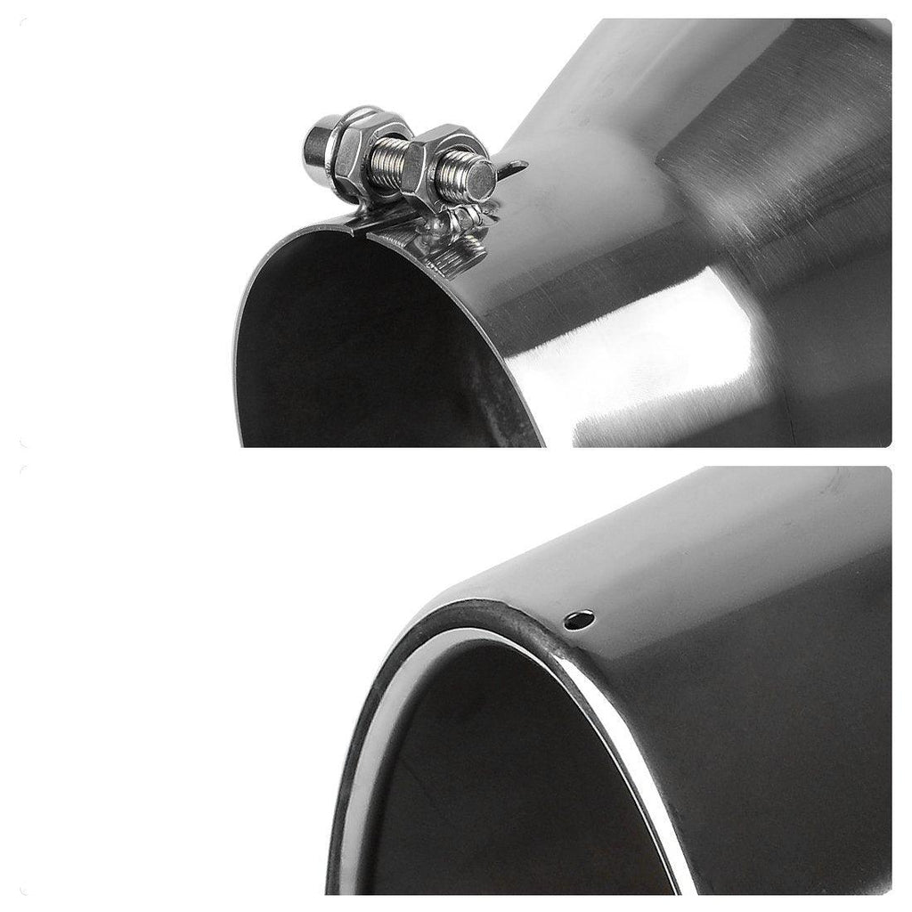 Exhaust tip 4 Inch Inlet Chromed Universal Stainless Steel Diesel Exhaust Tailpipe Tip Bolt/Clamp On Design - YITAMotor