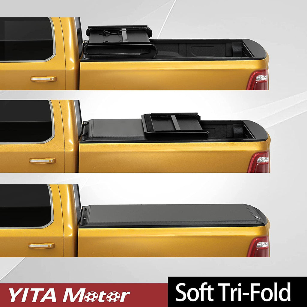 YITAMOTOR® Soft Tri-Fold 2005-2015 Toyota Tacoma, Fleetside 6 ft Bed with Deck Rail System Truck Bed Tonneau Cover