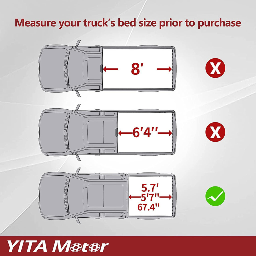 YITAMOTOR® Soft Quad Fold 09-24 Ram 1500 Classic/New body, Fleetside 5.7 ft Bed Without Rambox Truck Bed Tonneau Cover
