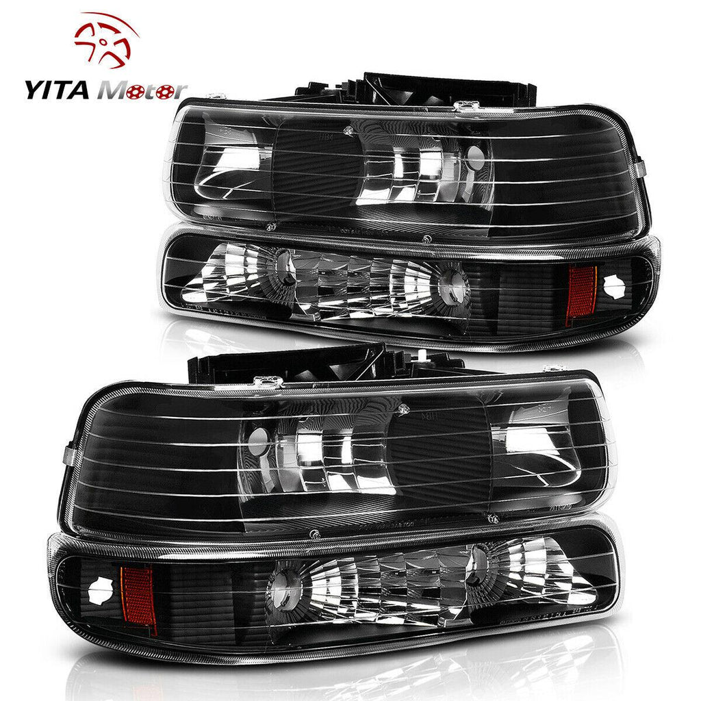 YITAMOTOR® Headlight Set For 2000-2006 Chevy Suburban Tahoe Headlights Lamps + Tail Lights Pair