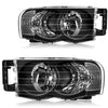YITAMOTOR® Headlights 2002-2005 Dodge Ram Pickup Truck OE Style Headlamps Black Housing Clear Reflector Lens