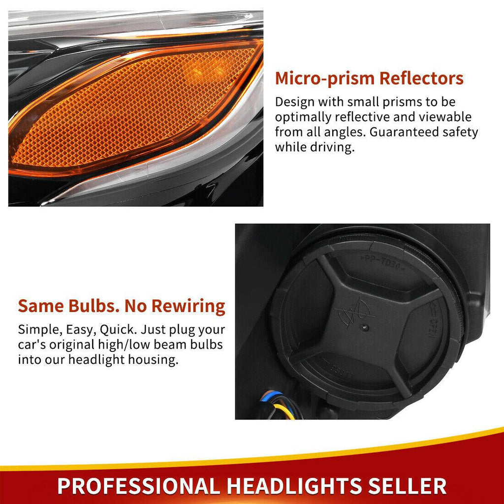 YITAMOTOR® 2019-2020 Chevy Malibu 4DR Halogen Headlights Headlamps Amber Reflector - YITAMotor