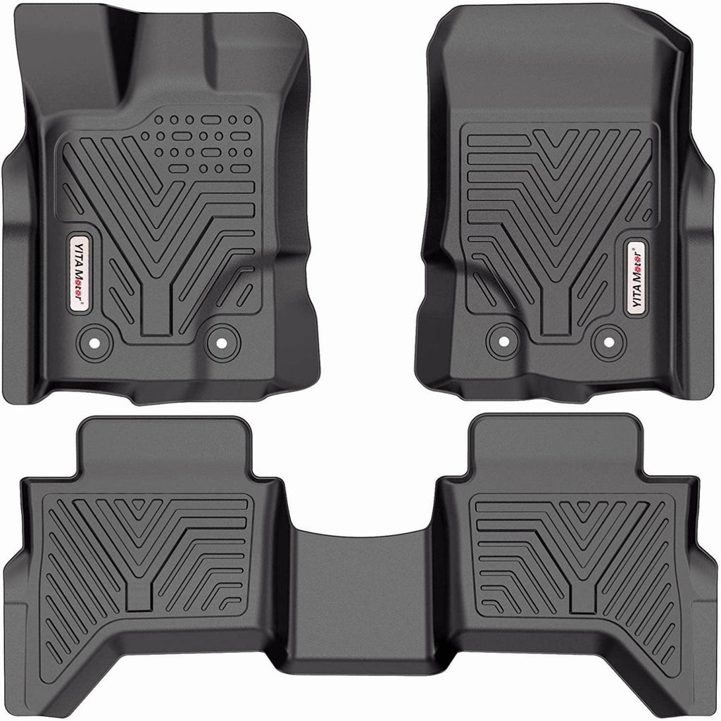 YITAMOTOR® 19-22 Ford Ranger Supercrew Cab Floor Mats, Custom Fit Black TPE Floor Liners 1st & 2nd Row All-Weather Protection - YITAMotor