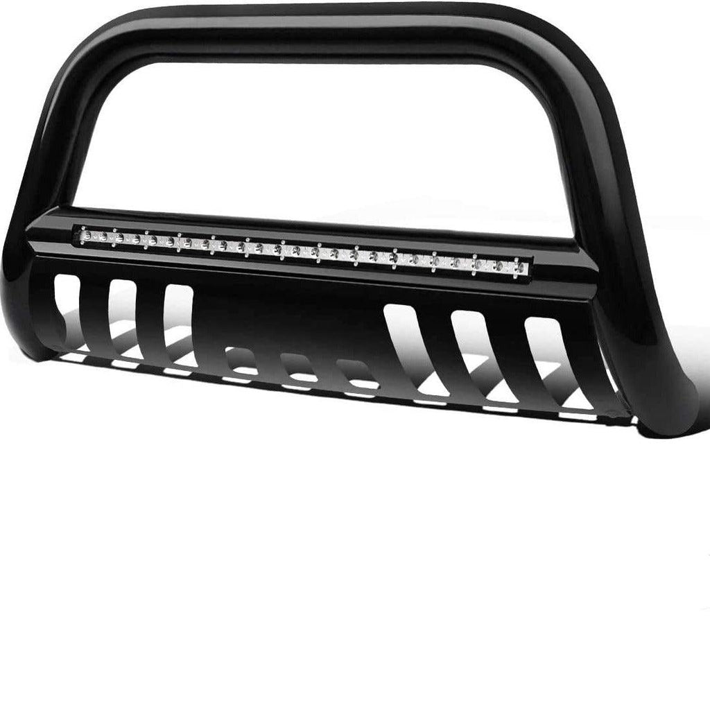 YITAMOTOR® Black Bull Bar for 04-23 Ford F-150 3" Tubing Front Grille Brush Push Bumper Guard with Led Lights
