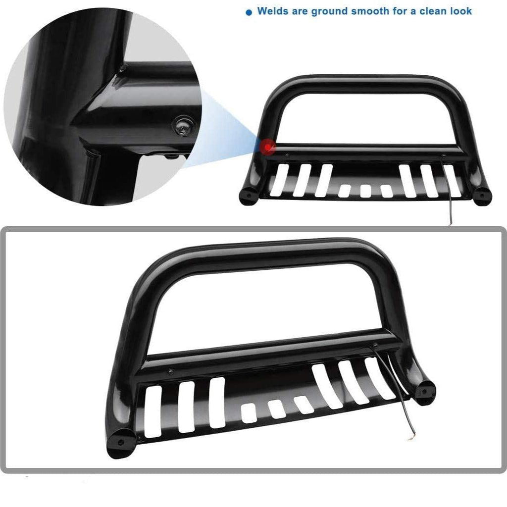 YITAMOTOR® Black Bull Bar for 04-23 Ford F-150 3" Tubing Front Grille Brush Push Bumper Guard with Led Lights