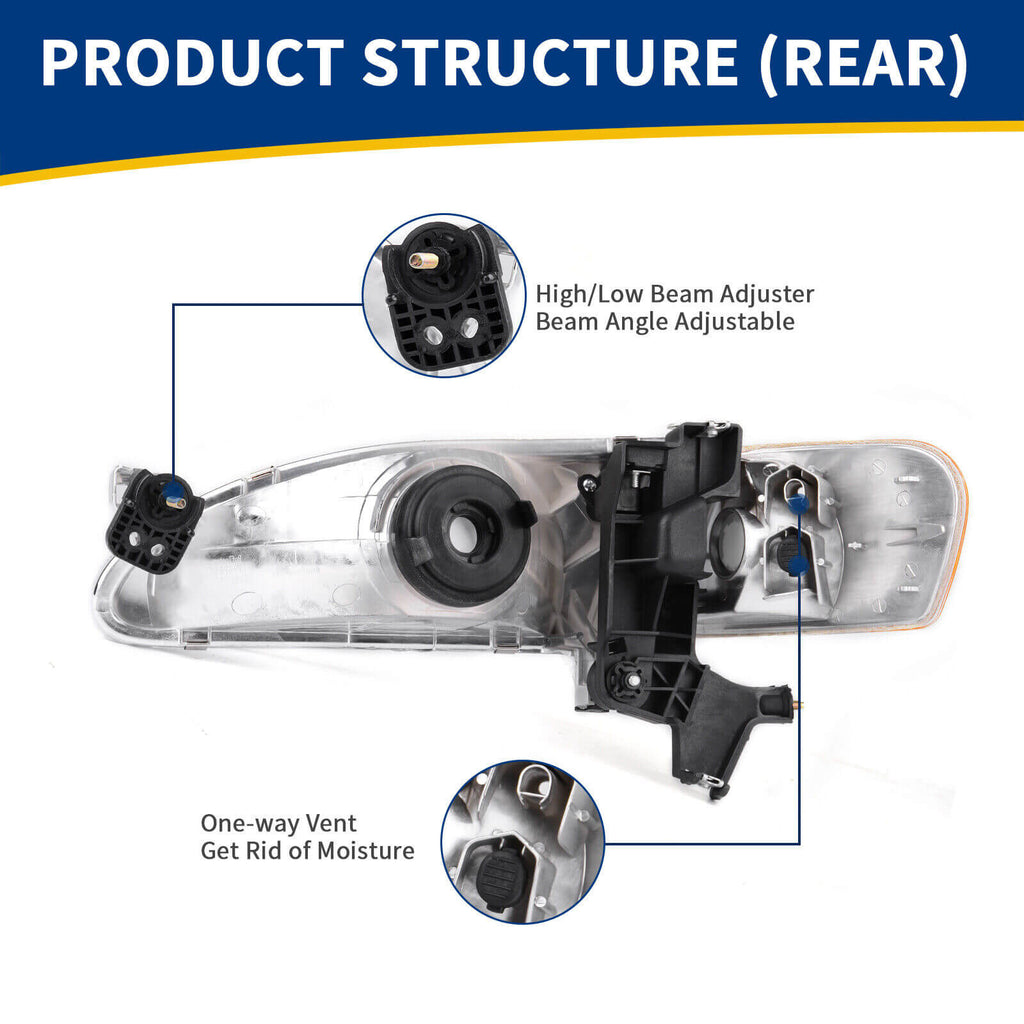 YITAMOTOR® 1998 1999 2000 Toyota Corolla Headlight +Turn Signal Lamp Assembly