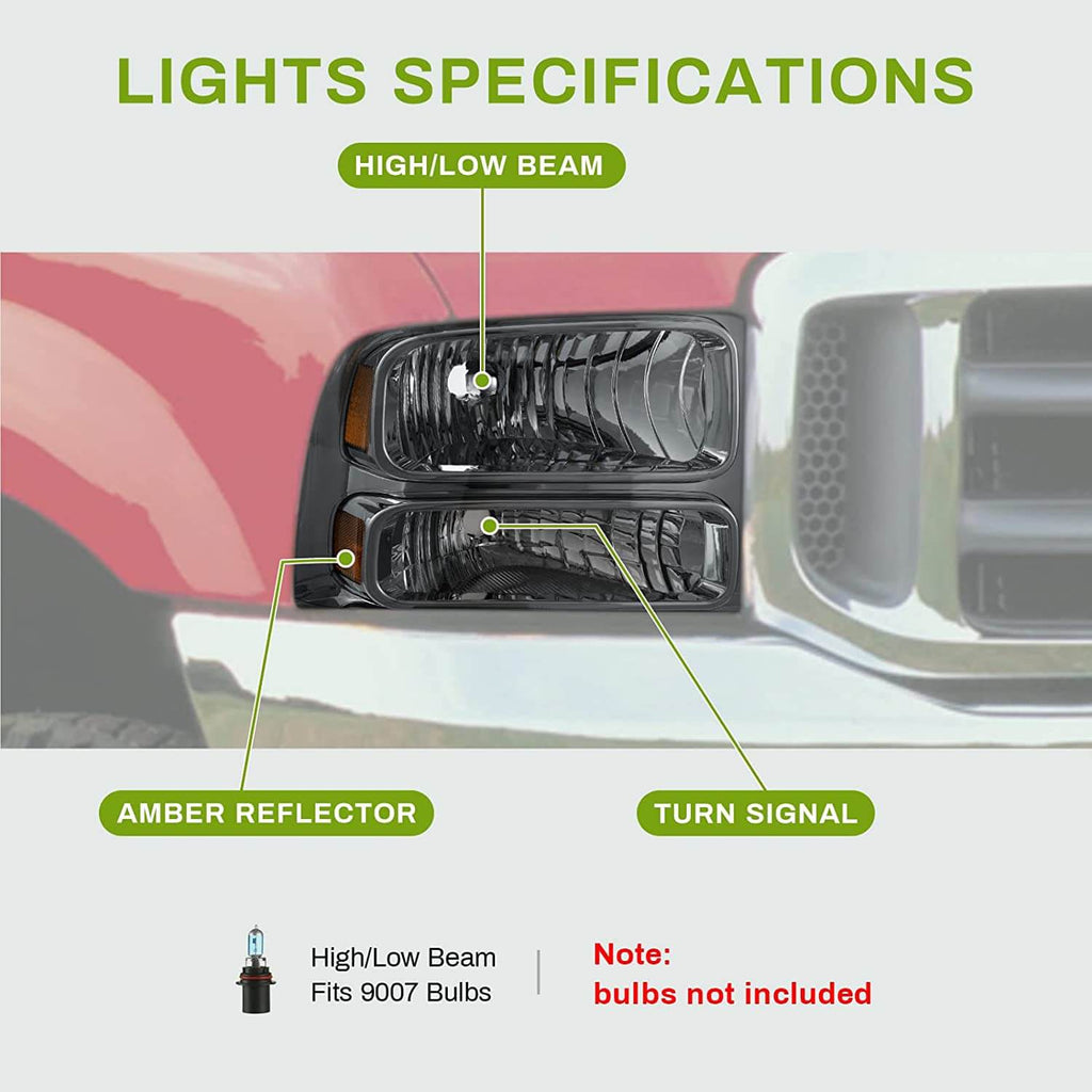 Smoke Lens 1999-2004 Ford super duty headlights