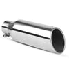 Exhaust Tip 2.5 Inch Inlet x 4 Inch Outlet x 12 Inch Long Chrome Polished Rolled Edge Angle Cut Stainless Steel Tailpipe - YITAMotor
